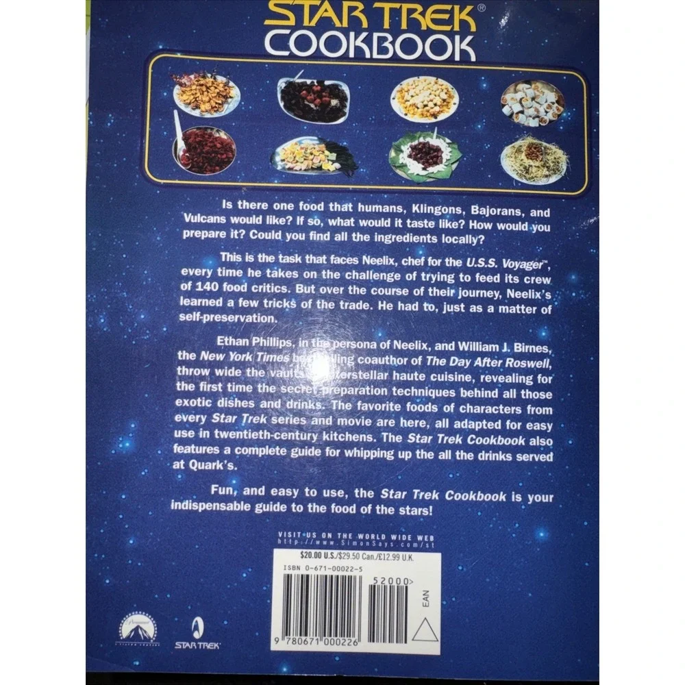 STAR TREK COOKBOOK By Ethan Phillips & William J. Birnes Printing January 1999